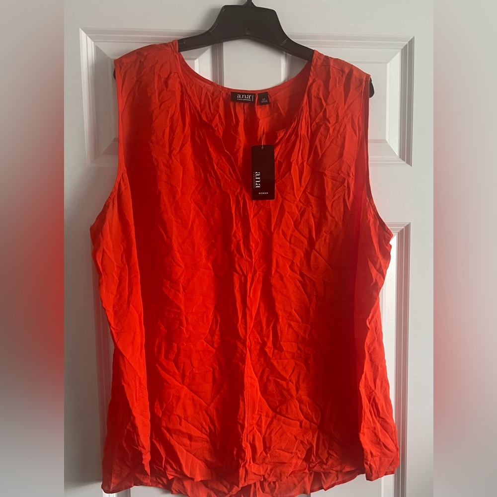 a.n.a Women's Orange Sleeveless Blouse- 100% rayon